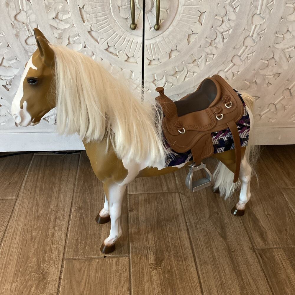 Vintage Our Generation ~ Lg 20" Brown Horse w/Bridle Saddle & Pad Fits 18" Dolls